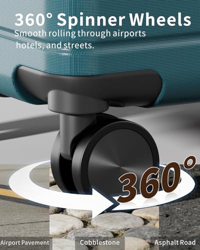 3 Piece Expandable Luggage Set with Spinner Wheels Hardshell Suitcase Set - color: Cyan
