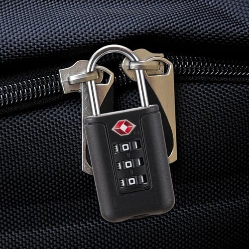 Suitcase Lock - TSA Approved Cable Luggage Locks | 3 Digit Combination Padlock | Re-Settable Luggage Combination Locks | TSA Travel Locks for Gym Backpack Suit Case Lockers Bikee Locks - color: Black
