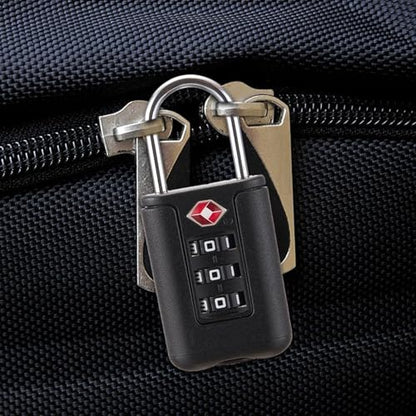 Suitcase Lock - TSA Approved Cable Luggage Locks | 3 Digit Combination Padlock | Re-Settable Luggage Combination Locks | TSA Travel Locks for Gym Backpack Suit Case Lockers Bikee Locks - color: Black