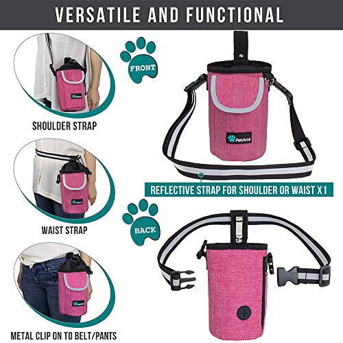 PetAmi Dog Treat Pouch, Large Hands-Free Training Bag, Pink - color: Pink