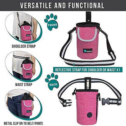 PetAmi Dog Treat Pouch, Large Hands-Free Training Bag, Pink - color: Pink