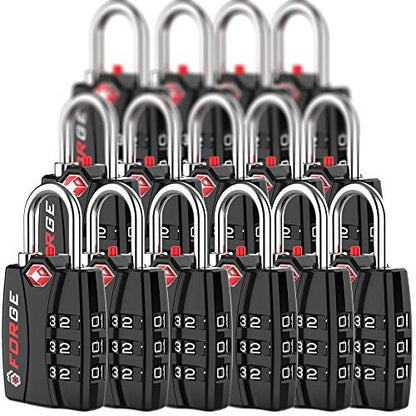 Forge TSA Approved Luggage Locks, Open Alert TSA Locks, 50 Locks Pack. - color: Black 50PK