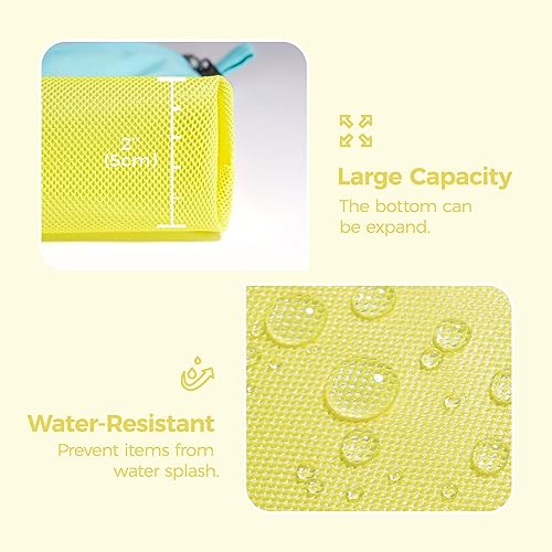 pack all Water-Resistant Zipper Pouch, Mesh Zipper Bag, 8.66"x5.91" - color: Yellow, size: Small