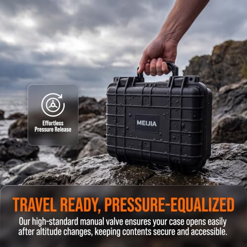 MEIJIA Portable All Weather Waterproof Protective Hard Case, Small Camera Case,Dry Case with Customizable Foam,Fit Use of Drones, Camera,Equipments, 11.65 ”x8.35”x3.78” - color: Elegant Black