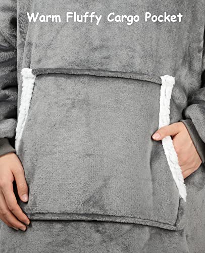 Sendowtek Hooded Wearable Blanket for Women Men 3.9ft Long, Grey - color: Grey