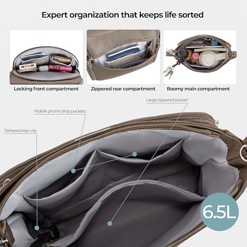 Travelon Anti-Theft Classic North/South Crossbody Bag - color: Hazelnut