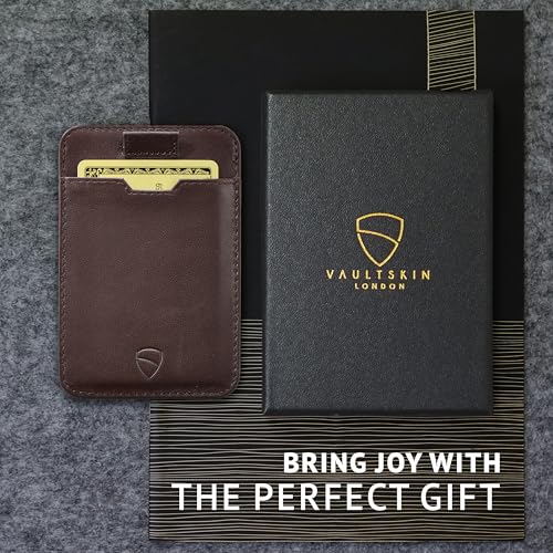 Vaultskin CHELSEA Slim Leather Card Wallet for Men, RFID (Brown) - color: Brown