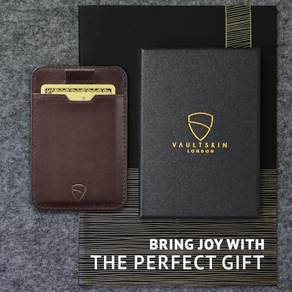 Vaultskin CHELSEA Slim Leather Card Wallet for Men, RFID (Brown) - color: Brown