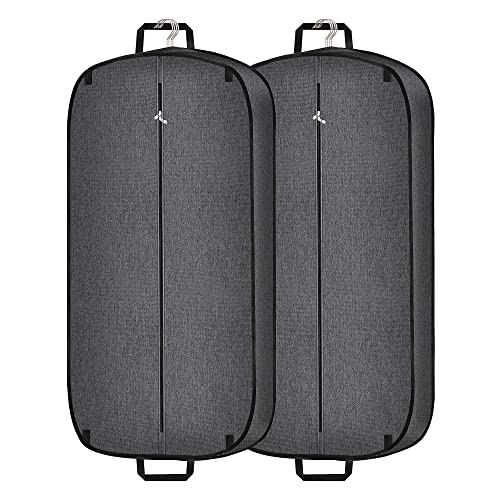 Limoomil 42" Foldable 2‑Pack Heavy‑Duty Waterproof Garment Bag, Darkgrey - color: 2 Packs, size: 42" x 24" x 4"