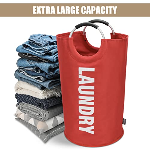 DOKEHOM 90L Large Laundry Basket Bag, Collapsible Tall Hamper, Red - color: Red, size: 90L