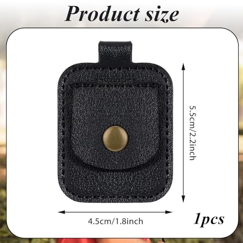 InnoHHustle Leather Ring Holder Keychain, Portable Gym Ring Holder Jewelry Holder Keychain Travel Pouch for Wedding Necklace - color: Black
