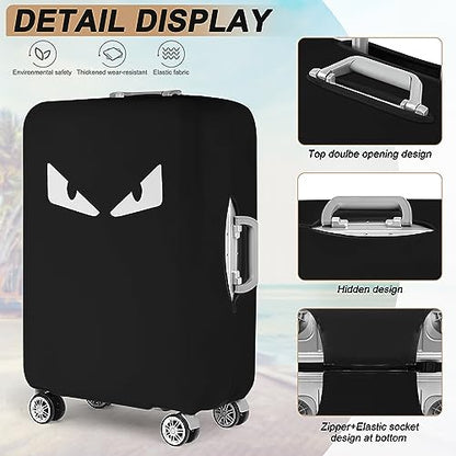 3-Piece Set (20/24/28 Inch) Fabric Suitcase Cover (White Eye) - color: Black Fabric, size: 20/24/28" Suitcase Cover.