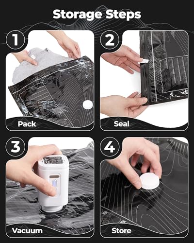 BAGSMART Travel Vacuum Seal Bags for Clothes with Pump - color: Graphite Ridge, size: 12 Combo Travel Sets