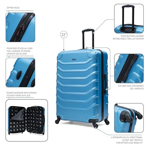 InUSA ENDURANCE Luggage with Spinner Wheels | Durable Lightweight Hardside Suitcase, Travel Bag with Handle and Trolley, 32-Inch Extra-Large Checked Luggage | Teal - color: Teal, size: 32-Inch