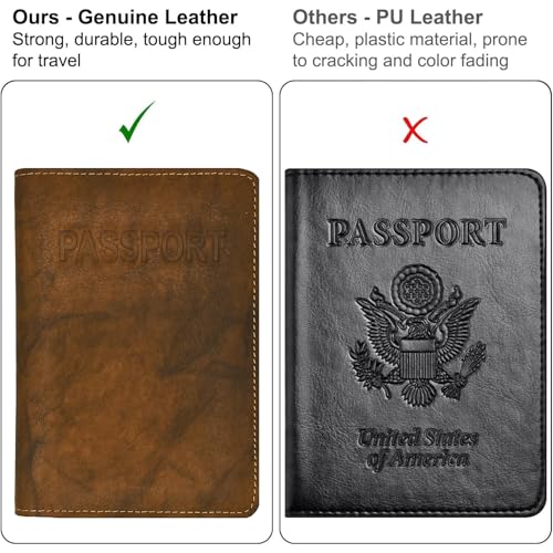 Antique Saddle Genuine Leather RFID Passport Cover - color: Antique Saddle