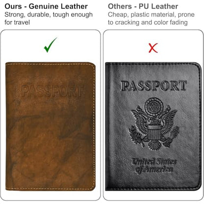 Antique Saddle Genuine Leather RFID Passport Cover - color: Antique Saddle