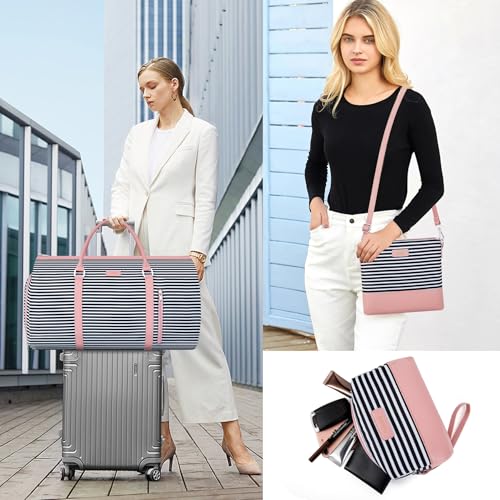 Convertible 2-in-1 Garment Bags for Travel with Waterproof Shoe Compartment - color: Black White Stripe
