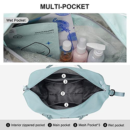 Travel Duffel Bag, Carry On Overnight Weekender Bags for Women - color: A1-Turquoise, style: Travel Bag