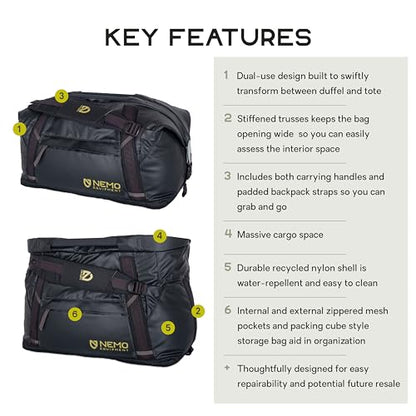 NEMO Equipment Double Haul Duffel & Tote Bag - Black - 30L - color: Black, size: 30L