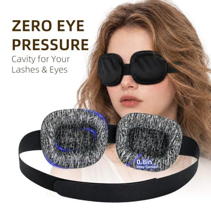 3D Contoured Sleep Mask for Women Men, 100% Blackout, Deep Cups - color: Flax Grey
