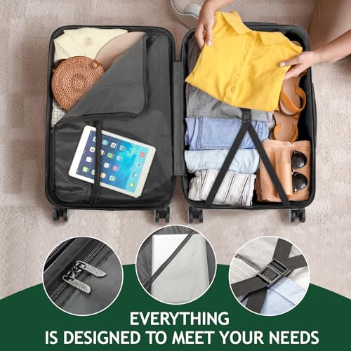 Karl home Luggage Set of 3 Hardside Suitcase Sets - Black (20/24/28) - color: Black, size: 3 Piece Set