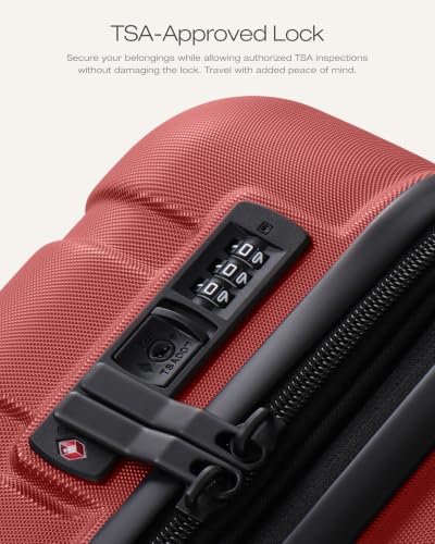 Coolife Luggage Set, Lightweight Durable Hardshell, 3 piece, Deep Red - color: Deep Red