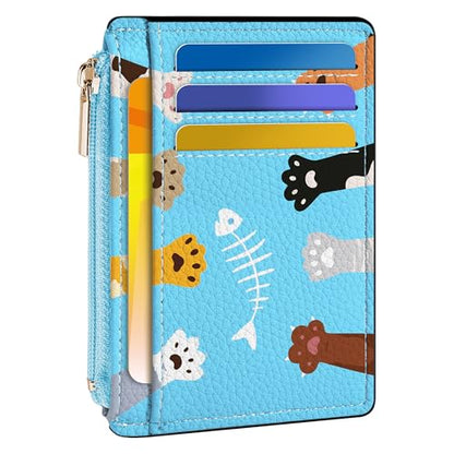 Tipmile Womens Credit Card Holder Wallet, Small Slim RFID Blocking Sleeve - color: Paw-fun