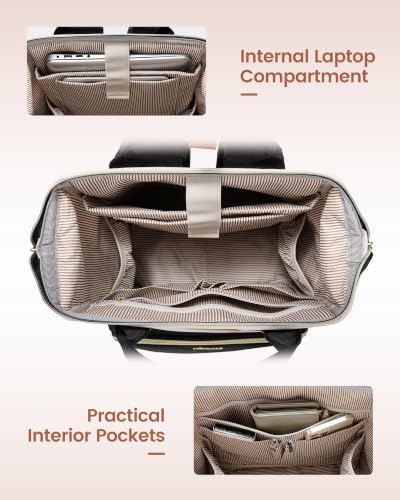LOVEVOOK Laptop Backpack Women Quilted Teacher Nurse Work Backpack Purse - color: Cray Pink, size: 15.6 inch-Cup