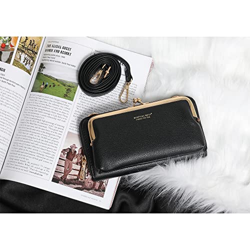 Montana West Crossbody Cell Phone Purse for Women RFID Blocking Cellphone Wallet - color: Wallet Black