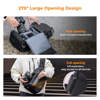 K&F CONCEPT Camera Sling Bag, Compact Crossbody Backpack, 10L - color: Black, size: Medium