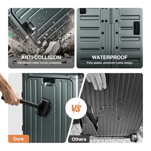 24Inch All Aluminum Checked Luggage with Laptop Compartment, Gray - color: grey, size: Medium