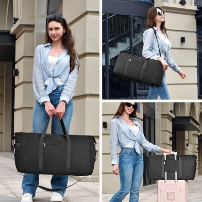 Carry On Luggage 22x14x9 Airline Approved, 65L Gym Duffle Bag for Travel - color: Black, size: 65L