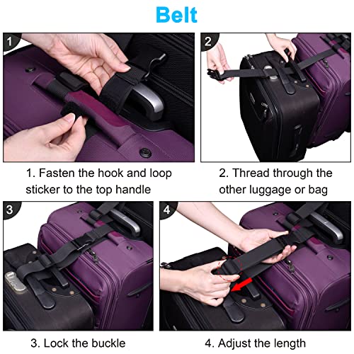 Wisdompro 2 Pack Add a Bag Luggage Strap, Luggage Connector Straps - Black - color: Black