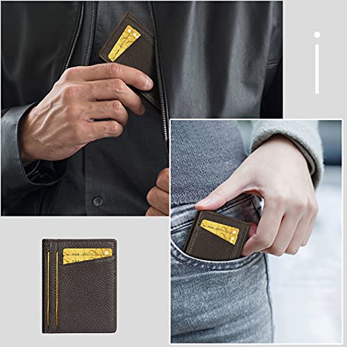 Unaone Slim Minimalist Wallet - Premium Leather Wallets - color: Coffee Brown