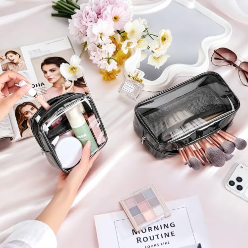 WLLWOO Clear Makeup Bag Small Cosmetic Pouch Travel Toiletry Organizer - color: 1pcs-Medium-Black
