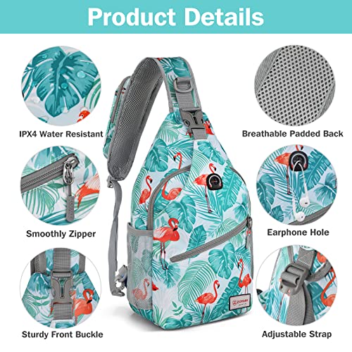 ZOMAKE Sling Bag,Small Crossbody Sling Backpack Shoulder Daypack for Travel - color: Flamingo Blue, size: 8L