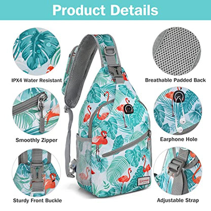 ZOMAKE Sling Bag,Small Crossbody Sling Backpack Shoulder Daypack for Travel - color: Flamingo Blue, size: 8L