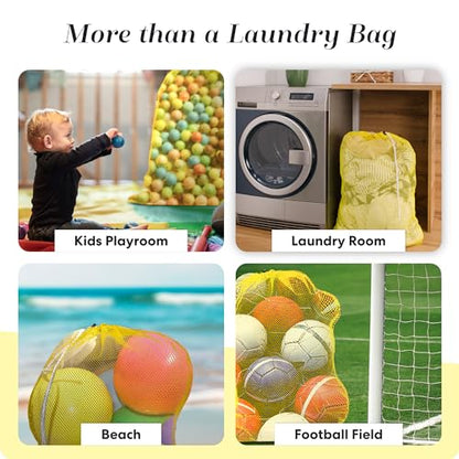 Handy Laundry Mesh XL Laundry Bag 24"x36", Heavy Duty Drawstring, Yellow | XL 24x36 Mesh Laundry Bag, Secure Drawstring, Heavy Duty, Machine Washable, for Delicates Dorm Travel Storage, Yellow