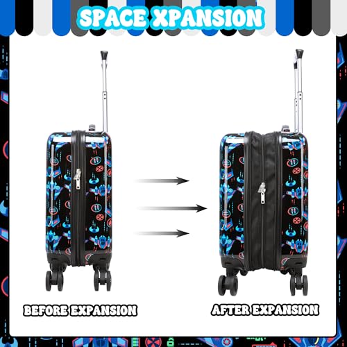Kids Luggage Set Carry On Rolling Suitcase with U shaped Pillow Toddler Suitcase for Boys Travel Set Rocket Hardside Luggage with Spinner Wheels Airline Approved - color: 1 Astronaut