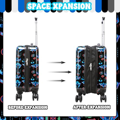Kids Luggage Set Carry On Rolling Suitcase with U shaped Pillow Toddler Suitcase for Boys Travel Set Rocket Hardside Luggage with Spinner Wheels Airline Approved - color: 1 Astronaut