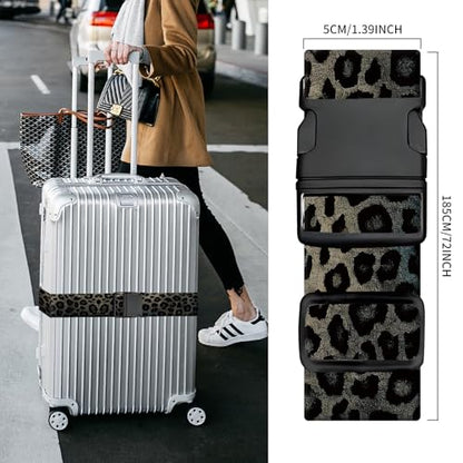 Luggage Straps for Suitcases, Heavy Duty Travel Belt with Quick-Release Buckle, Adjustable Suitcase Strap, Cute Luggage Accessories for Travel Camouflage Leopard Print - color: Camouflage Leopard Print
