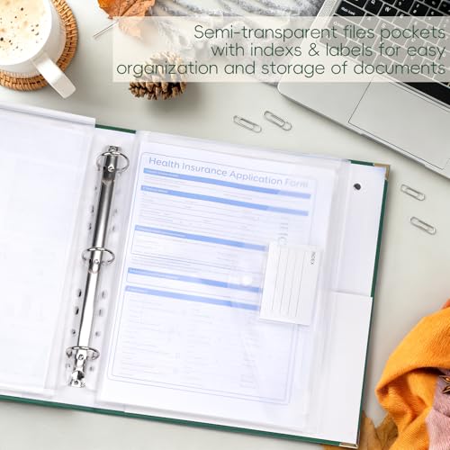 XKDOUS Important Document Organizer 3 Ring Binder Folio Folders for Papers - color: Darkgreen