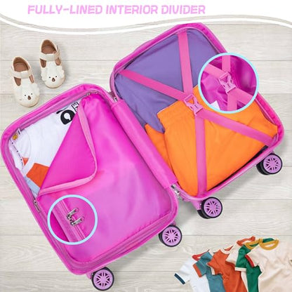 Cute Pink Mermaid Kid’s Luggage Set 5 Piece Suitcase Set 16’’ Hardside Luggage with Spinner Wheels Girls Boys Carry on Toddler Luggage Travel Rolling Luggage Carry on Luggage Airline Approved - color: 05 Pink