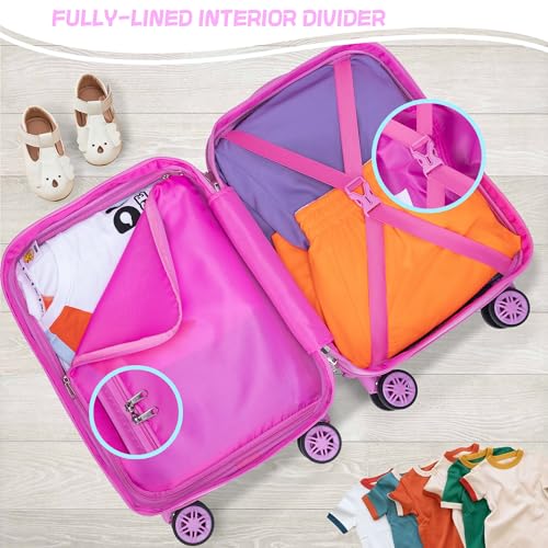 Cute Pink Mermaid Kid’s Luggage Set 5 Piece Suitcase Set 16’’ Hardside Luggage with Spinner Wheels Girls Boys Carry on Toddler Luggage Travel Rolling Luggage Carry on Luggage Airline Approved - color: 05 Pink