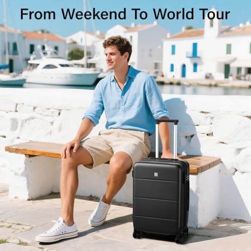 Hanke 26 Inch Luggage with Spinner Wheels, Expandable Checked Suitcase - color: Jet Black, size: 26 Inch EXT