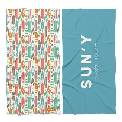 SUN'Y Waffle Microfiber Beach Towel, Sand Free, Quick Dry - Huntington - color: Huntington