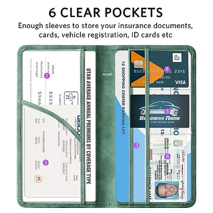 CoBak Car Registration and Insurance Holder - color: L-Emerald