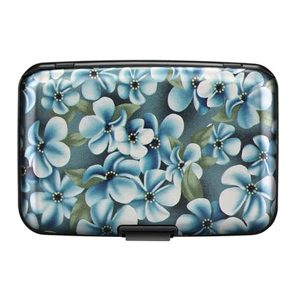 ELFISH RFID Aluminum Wallet Credit Card Protector Case Holder for Men Women - color: Cute Flowers