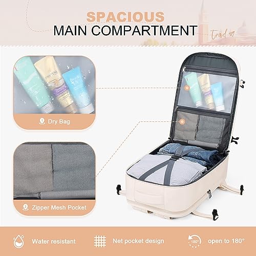 Maelstrom Travel Backpack for Men Women, 17.3" Laptop with Shoe Compartment - color: Beige, size: 17.3 inch