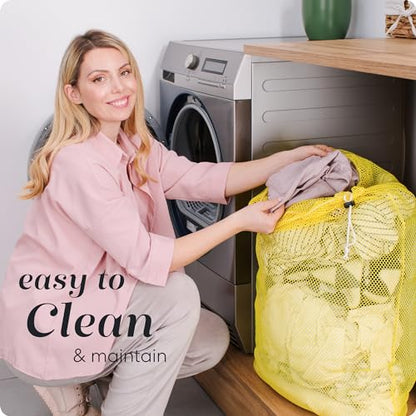 Handy Laundry Mesh XL Laundry Bag 24"x36", Heavy Duty Drawstring, Yellow | XL 24x36 Mesh Laundry Bag, Secure Drawstring, Heavy Duty, Machine Washable, for Delicates Dorm Travel Storage, Yellow
